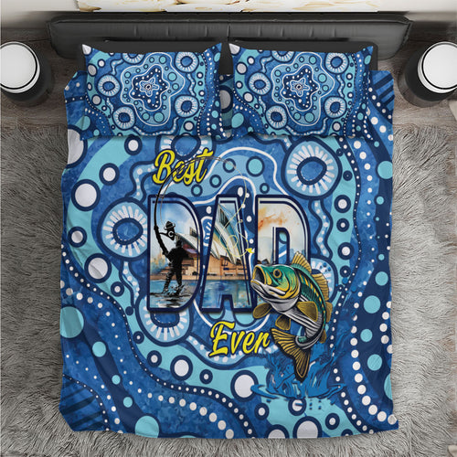 Australia Father's Day Bedding Set Aussie Fishing Best Dad Ever Aboriginal Pattern