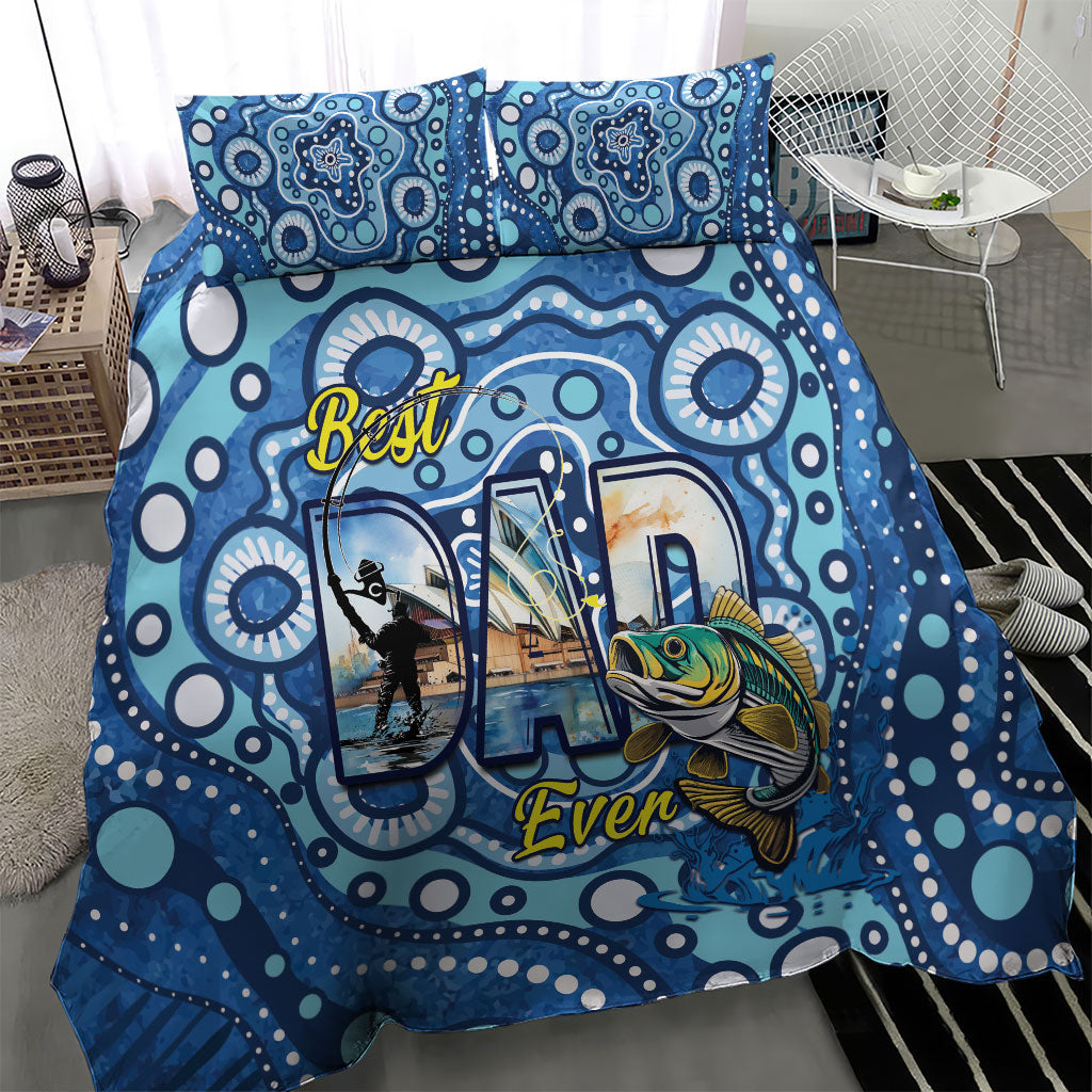 Australia Father's Day Bedding Set Aussie Fishing Best Dad Ever Aboriginal Pattern
