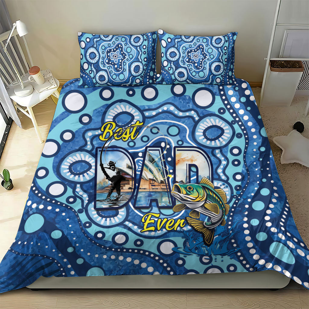 Australia Father's Day Bedding Set Aussie Fishing Best Dad Ever Aboriginal Pattern