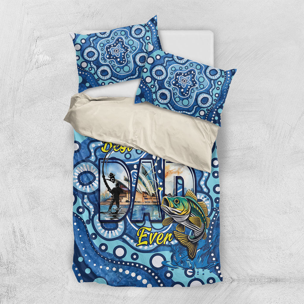 Australia Father's Day Bedding Set Aussie Fishing Best Dad Ever Aboriginal Pattern