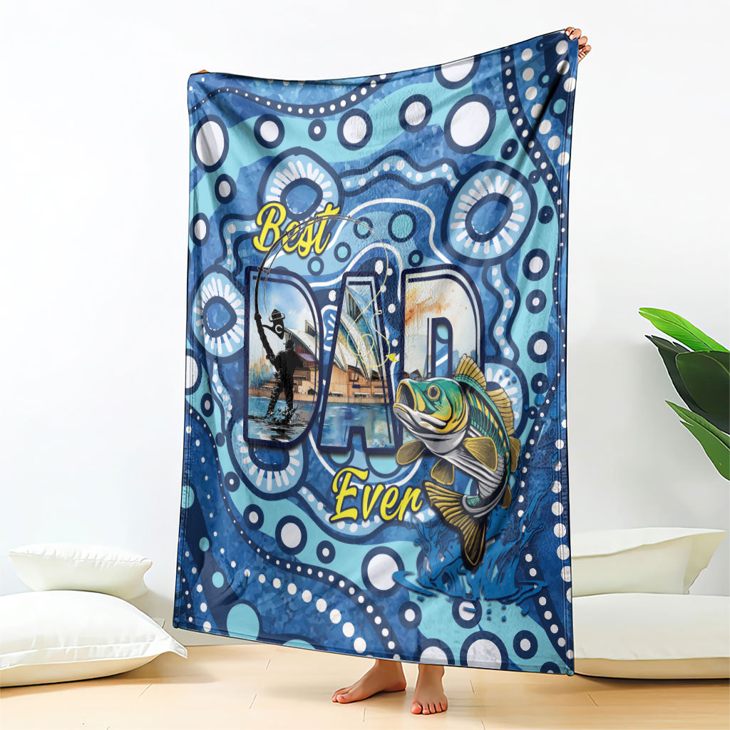 Australia Father's Day Blanket Aussie Fishing Best Dad Ever Aboriginal Pattern