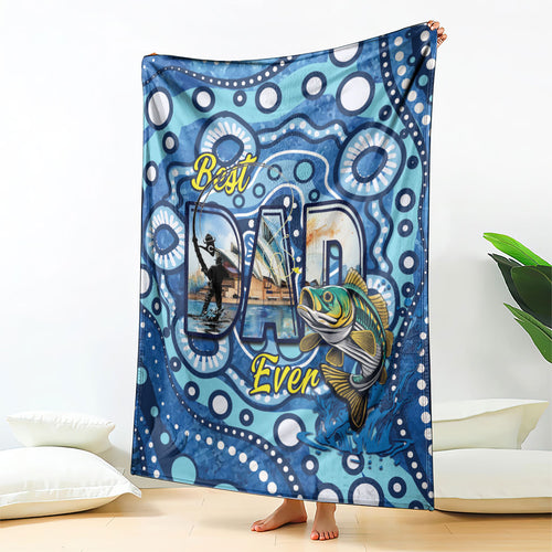 Australia Father's Day Blanket Aussie Fishing Best Dad Ever Aboriginal Pattern