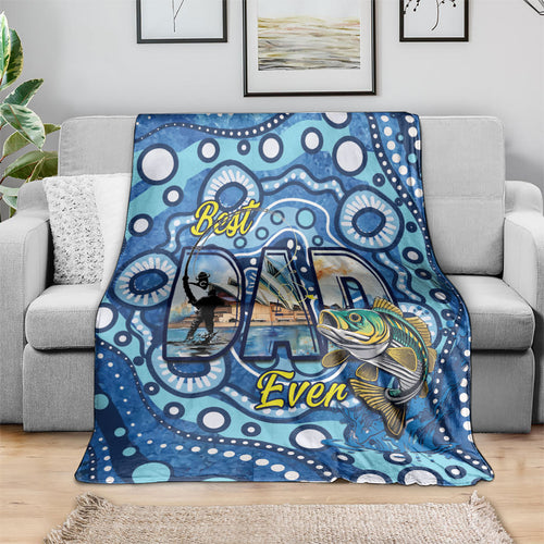 Australia Father's Day Blanket Aussie Fishing Best Dad Ever Aboriginal Pattern