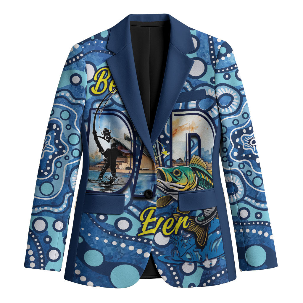 Personalised Australia Father's Day Blazer Aussie Fishing Best Dad Ever Aboriginal Pattern