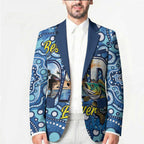 Personalised Australia Father's Day Blazer Aussie Fishing Best Dad Ever Aboriginal Pattern
