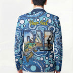 Personalised Australia Father's Day Blazer Aussie Fishing Best Dad Ever Aboriginal Pattern
