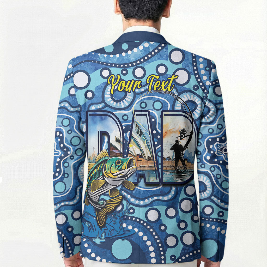 Personalised Australia Father's Day Blazer Aussie Fishing Best Dad Ever Aboriginal Pattern