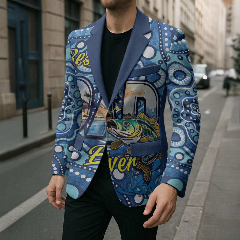 Personalised Australia Father's Day Blazer Aussie Fishing Best Dad Ever Aboriginal Pattern