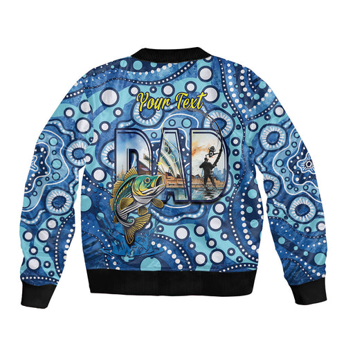 Personalised Australia Father's Day Bomber Jacket Aussie Fishing Best Dad Ever Aboriginal Pattern