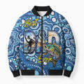 Personalised Australia Father's Day Bomber Puffer Jacket Aussie Fishing Best Dad Ever Aboriginal Pattern