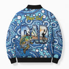 Personalised Australia Father's Day Bomber Puffer Jacket Aussie Fishing Best Dad Ever Aboriginal Pattern