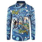 Personalised Australia Father's Day Button Sweatshirt Aussie Fishing Best Dad Ever Aboriginal Pattern
