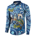 Personalised Australia Father's Day Button Sweatshirt Aussie Fishing Best Dad Ever Aboriginal Pattern