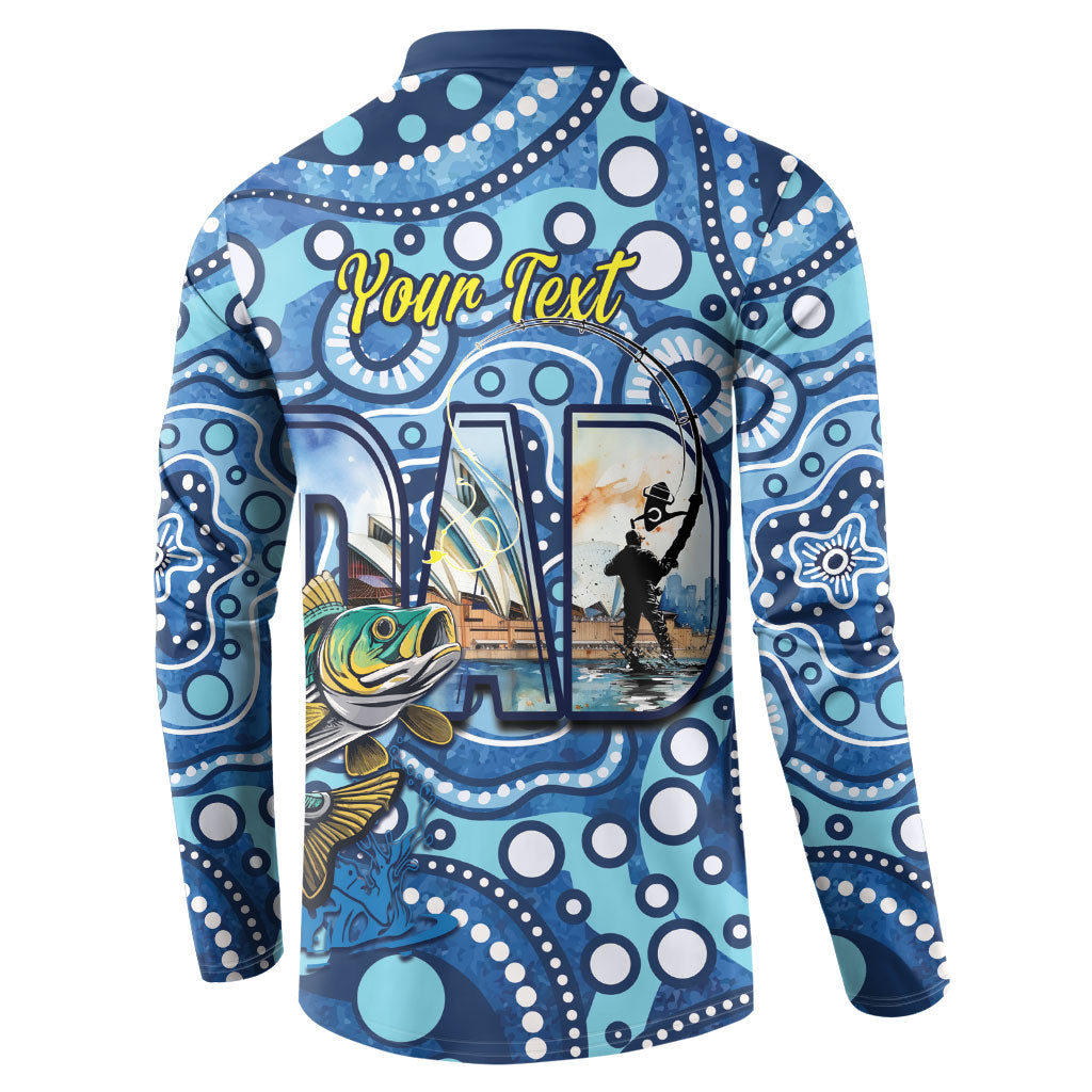 Personalised Australia Father's Day Button Sweatshirt Aussie Fishing Best Dad Ever Aboriginal Pattern