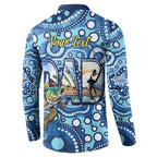 Personalised Australia Father's Day Button Sweatshirt Aussie Fishing Best Dad Ever Aboriginal Pattern