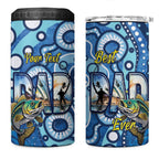 Personalised Australia Father's Day 4 in 1 Can Cooler Tumbler Aussie Fishing Best Dad Ever Aboriginal Pattern