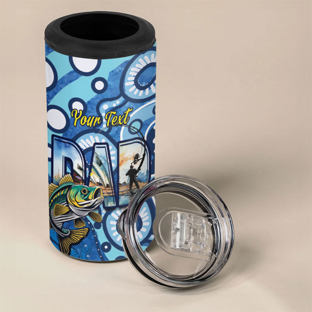 Personalised Australia Father's Day 4 in 1 Can Cooler Tumbler Aussie Fishing Best Dad Ever Aboriginal Pattern