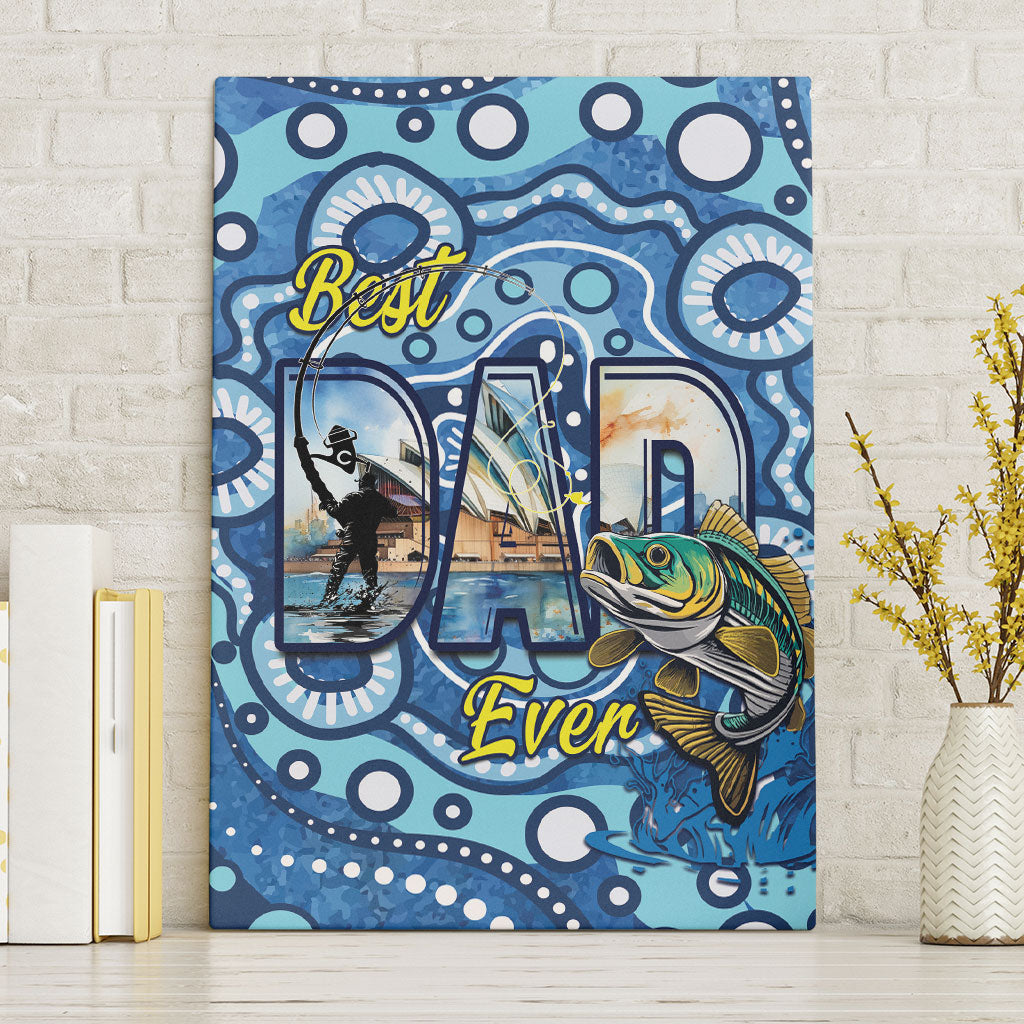 Australia Father's Day Canvas Wall Art Aussie Fishing Best Dad Ever Aboriginal Pattern