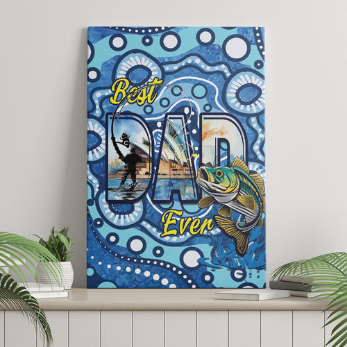Australia Father's Day Canvas Wall Art Aussie Fishing Best Dad Ever Aboriginal Pattern