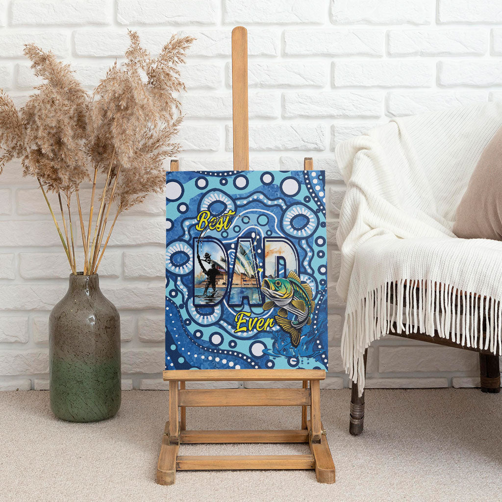 Australia Father's Day Canvas Wall Art Aussie Fishing Best Dad Ever Aboriginal Pattern