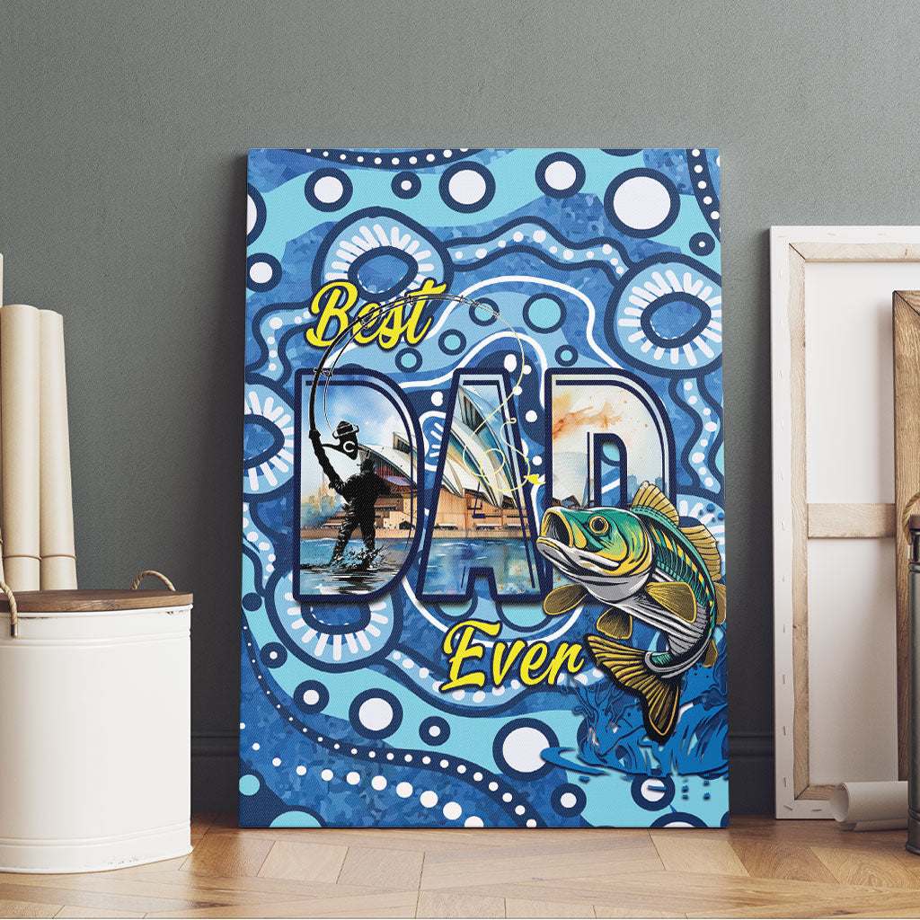 Australia Father's Day Canvas Wall Art Aussie Fishing Best Dad Ever Aboriginal Pattern
