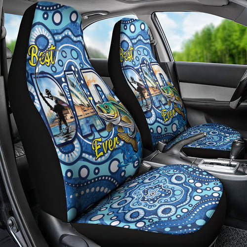 Australia Father's Day Car Seat Cover Aussie Fishing Best Dad Ever Aboriginal Pattern