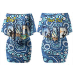Personalised Australia Father's Day Couples Matching Off Shoulder Short Dress and Hawaiian Shirt Aussie Fishing Best Dad Ever Aboriginal Pattern