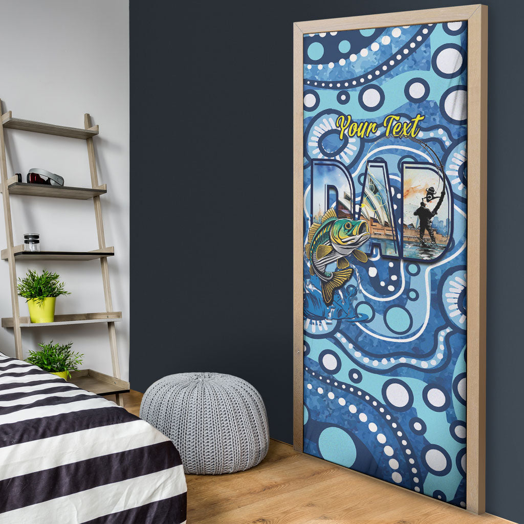 Personalised Australia Father's Day Door Cover Aussie Fishing Best Dad Ever Aboriginal Pattern