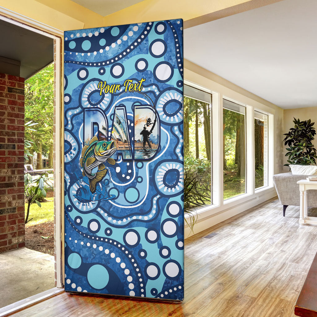 Personalised Australia Father's Day Door Cover Aussie Fishing Best Dad Ever Aboriginal Pattern