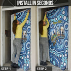Personalised Australia Father's Day Door Cover Aussie Fishing Best Dad Ever Aboriginal Pattern