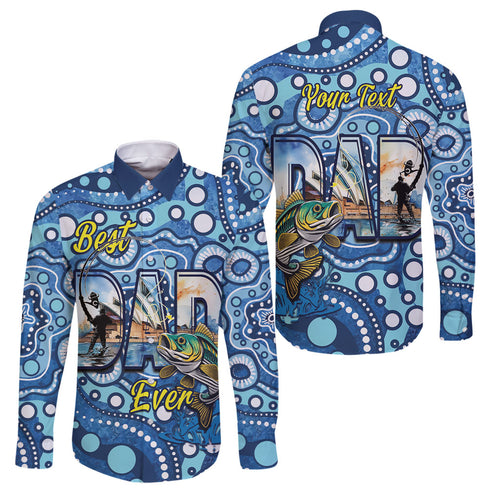 Personalised Australia Father's Day Family Matching Mermaid Dress and Hawaiian Shirt Aussie Fishing Best Dad Ever Aboriginal Pattern