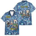 Personalised Australia Father's Day Family Matching Off Shoulder Maxi Dress and Hawaiian Shirt Aussie Fishing Best Dad Ever Aboriginal Pattern