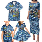 Personalised Australia Father's Day Family Matching Puletasi and Hawaiian Shirt Aussie Fishing Best Dad Ever Aboriginal Pattern