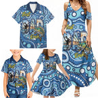 Personalised Australia Father's Day Family Matching Summer Maxi Dress and Hawaiian Shirt Aussie Fishing Best Dad Ever Aboriginal Pattern