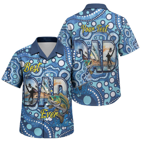 Personalised Australia Father's Day Family Matching Summer Maxi Dress and Hawaiian Shirt Aussie Fishing Best Dad Ever Aboriginal Pattern