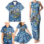 Personalised Australia Father's Day Family Matching Tank Maxi Dress and Hawaiian Shirt Aussie Fishing Best Dad Ever Aboriginal Pattern