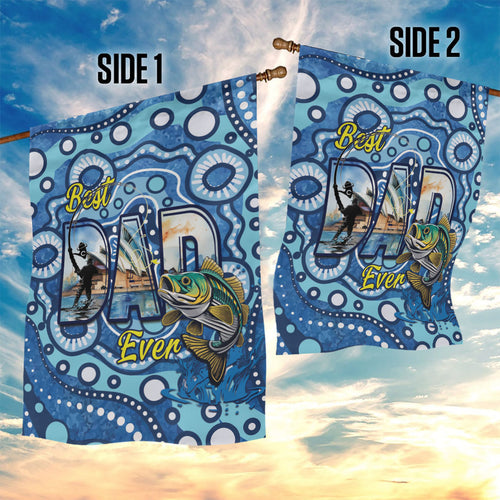 Australia Father's Day Garden Flag Aussie Fishing Best Dad Ever Aboriginal Pattern