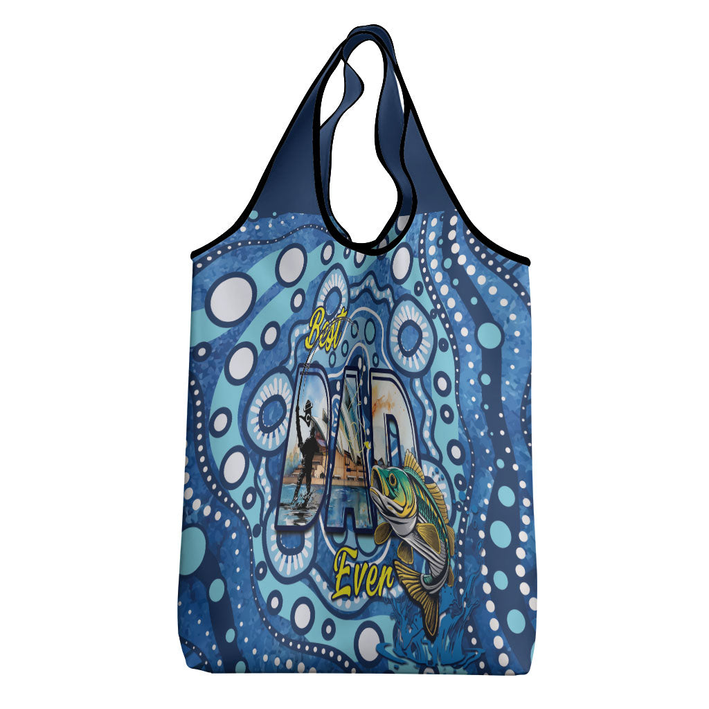 Australia Father's Day Grocery Bag Aussie Fishing Best Dad Ever Aboriginal Pattern