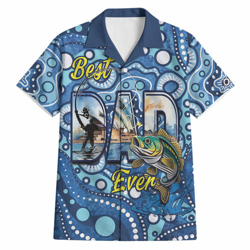 Personalised Australia Father's Day Hawaiian Shirt Aussie Fishing Best Dad Ever Aboriginal Pattern