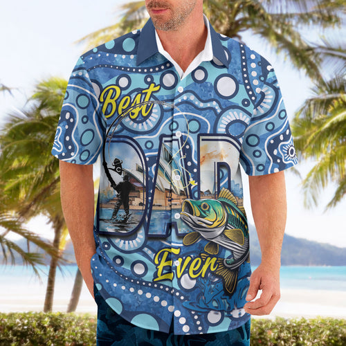 Personalised Australia Father's Day Hawaiian Shirt Aussie Fishing Best Dad Ever Aboriginal Pattern