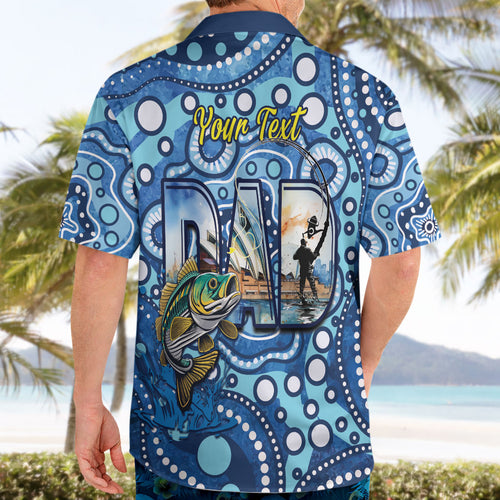 Personalised Australia Father's Day Hawaiian Shirt Aussie Fishing Best Dad Ever Aboriginal Pattern