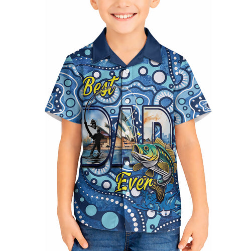 Personalised Australia Father's Day Hawaiian Shirt Aussie Fishing Best Dad Ever Aboriginal Pattern