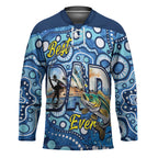 Personalised Australia Father's Day Hockey Jersey Aussie Fishing Best Dad Ever Aboriginal Pattern
