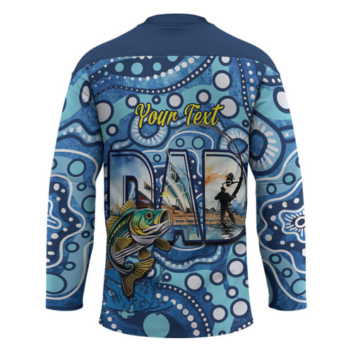 Personalised Australia Father's Day Hockey Jersey Aussie Fishing Best Dad Ever Aboriginal Pattern