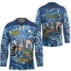 Personalised Australia Father's Day Hockey Jersey Aussie Fishing Best Dad Ever Aboriginal Pattern