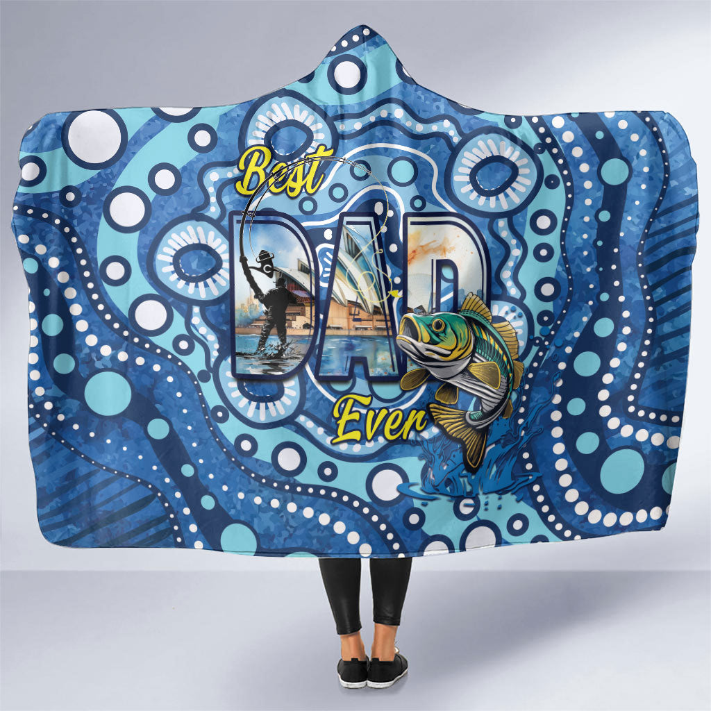 Australia Father's Day Hooded Blanket Aussie Fishing Best Dad Ever Aboriginal Pattern