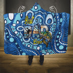 Australia Father's Day Hooded Blanket Aussie Fishing Best Dad Ever Aboriginal Pattern