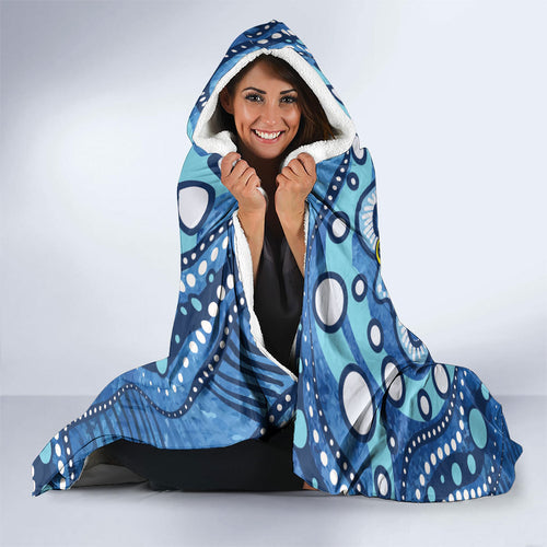 Australia Father's Day Hooded Blanket Aussie Fishing Best Dad Ever Aboriginal Pattern