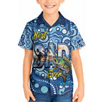 Personalised Australia Father's Day Kid Hawaiian Shirt Aussie Fishing Best Dad Ever Aboriginal Pattern