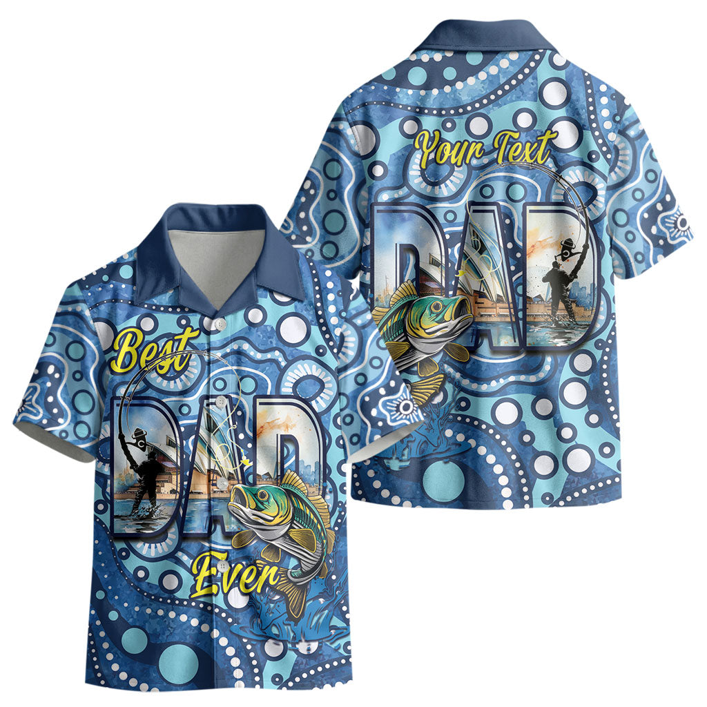 Personalised Australia Father's Day Kid Hawaiian Shirt Aussie Fishing Best Dad Ever Aboriginal Pattern